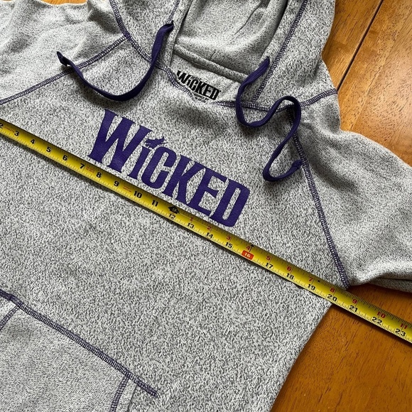 Wicked Sz M Authentic Pullover Hooded Sweatshirt Gray Purple Kangaroo Pocket - Picture 2 of 11